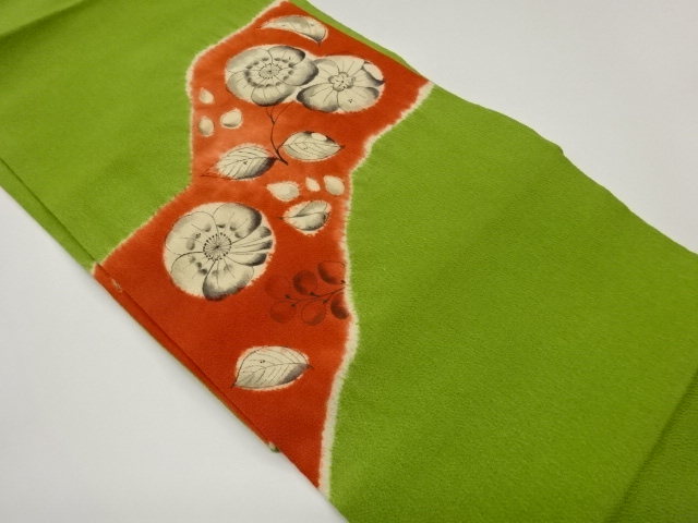 JAPANESE NAGOYA OBI / CHIRIMEN / HAND PAINTED / TSUJIGAHANA